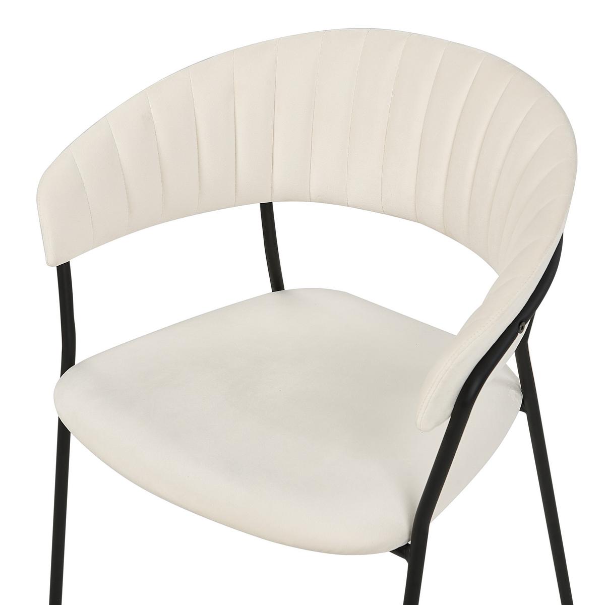 ESSZIMMERSTUHL 2er-Set Samtstoff Weiß Mariposa - Weiß, Textil/Metall (55/78/55cm) - Beliani