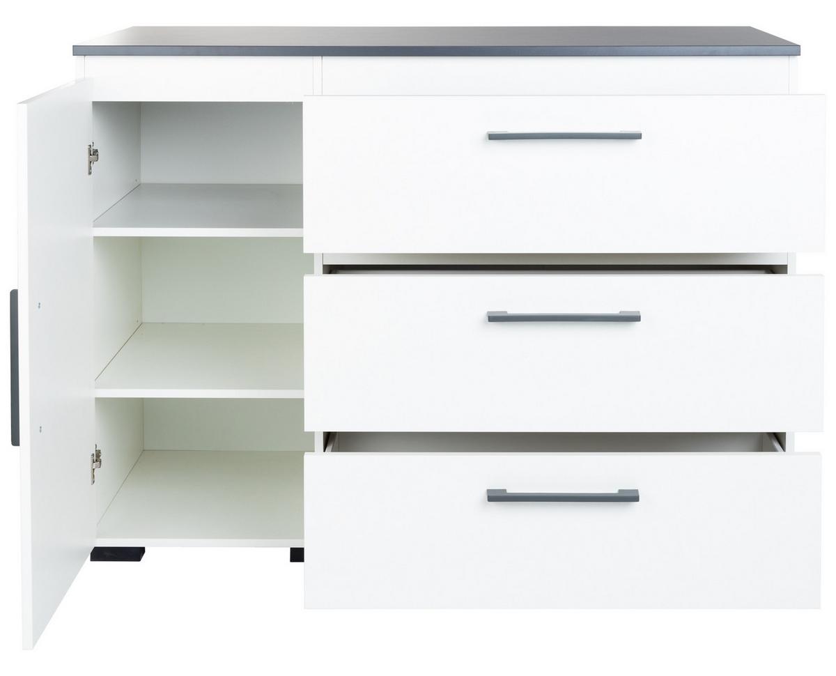 KOMMODE 127/92/50 cm Weiß Anthrazit - Anthrazit/Weiß, Holzwerkstoff/Kunststoff (127/92/50cm) - arthur berndt