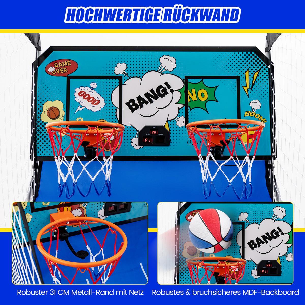 ARCADE-BASKETBALLSPIEL Blau - Blau, Metall (206/110cm) - COSTWAY