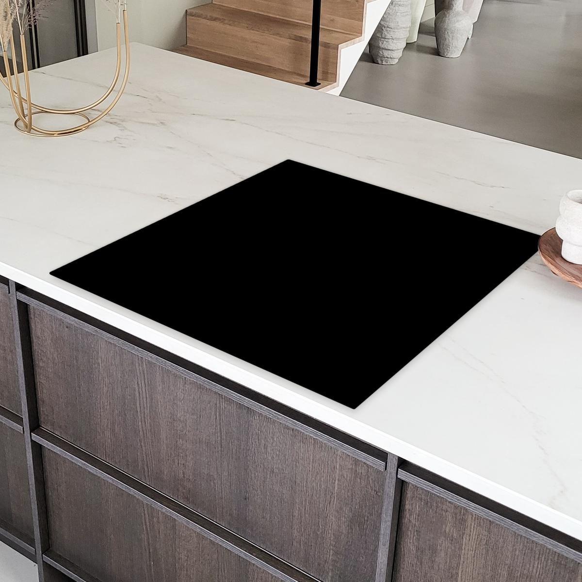 HERDABDECKPLATTE Schwarz - Einfarbig Induktionsmatte 78x78 cm - Schwarz, Kunststoff (78/78/0.2cm) - MuchoWow