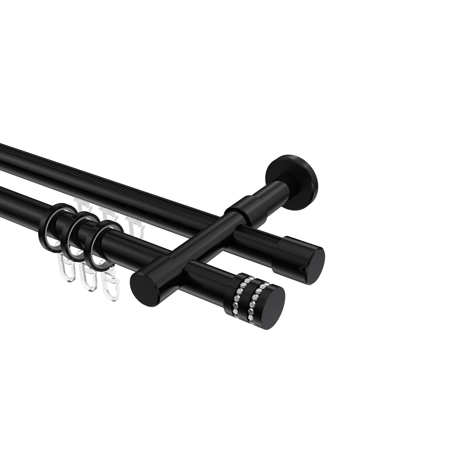 GARDINENSTANGE RUNDROHR-INNENLAUF Prestige Estana 540 cm (geteilt in 3 x 180 cm), 2-läufig, 20 mm Ø Schwarz - Schwarz, Metall (540cm) - INTERDECO