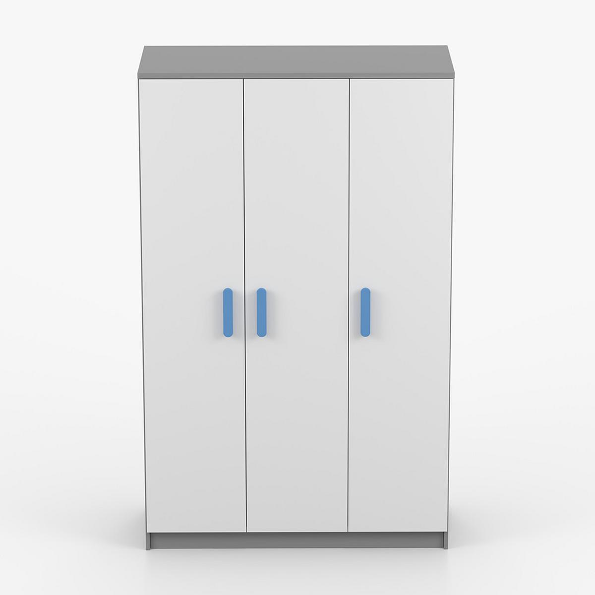 KLEIDERSCHRANK Jonas II 2D 19, 120/192/50, 3-türig, grau - Blau/Grau, Holzwerkstoff (120/194/50cm) - imoebel24