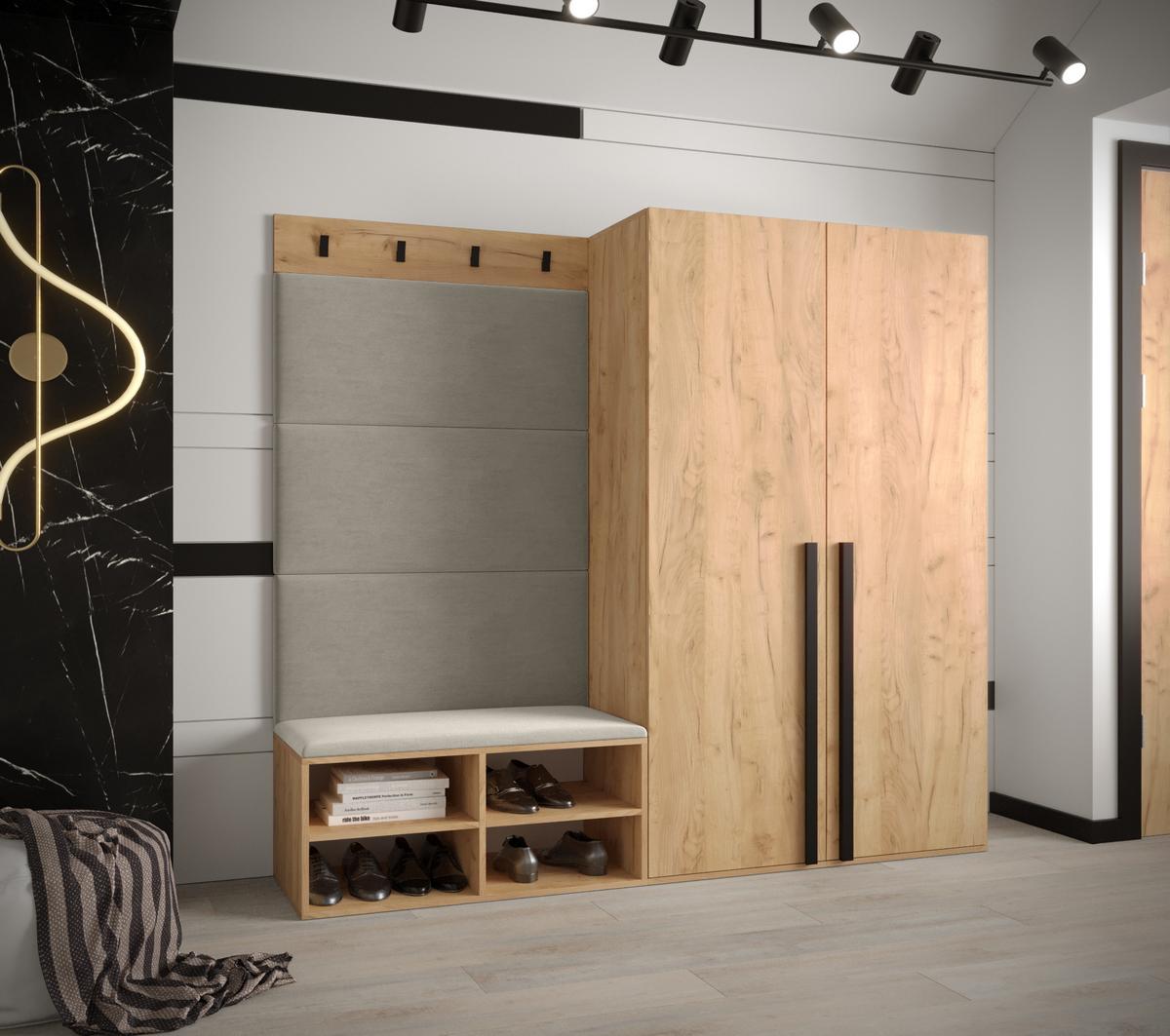 GARDEROBEN-SET 184/184/42 - Eichefarben/Creme, Holz/Kunststoff (184/184/42cm) - MÖBEL KRYSPOL