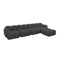 ECKSOFA modulares Sofa Rechts Miko-L3 390x205x75 Dunkelgrau Velours - Dunkelgrau/Schwarz, Holzwerkstoff/Kunststoff (390/205cm) - ALTDECOR