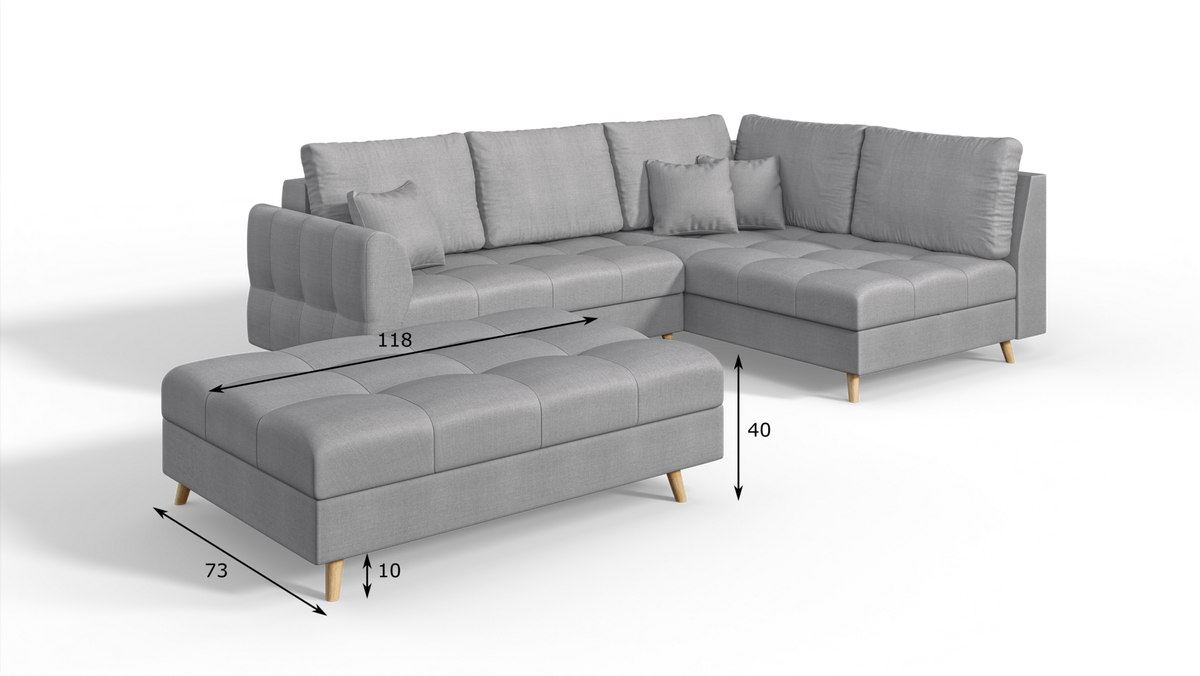 HOCKER Lorine Mikrofaser Grau - Grau, Textil (118/40/73cm) - S-Style Möbel