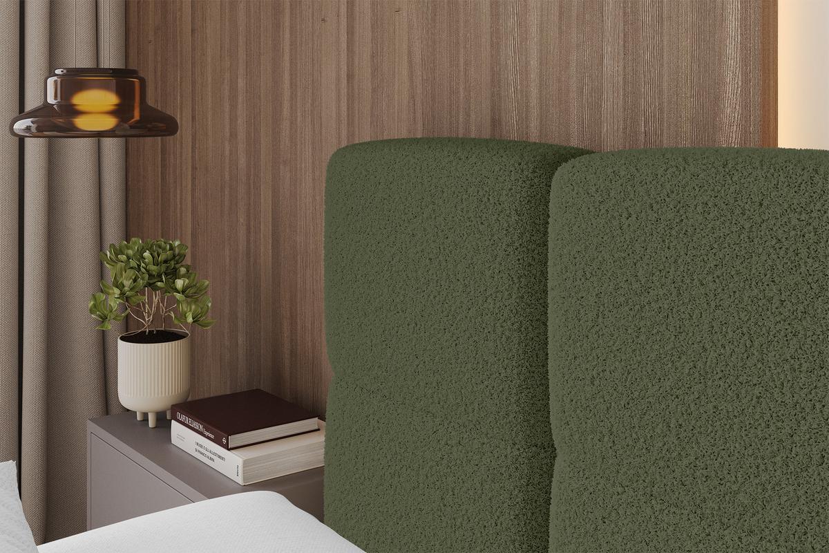 POLSTERBETT mit Bettkasten und Lattenrost mit Kopfteil, Boxbett ohne Matratze, mit Stauraum - NATA 160x200 Grün - Grün, Holzwerkstoff/Textil (160/200cm) - ALTDECOR