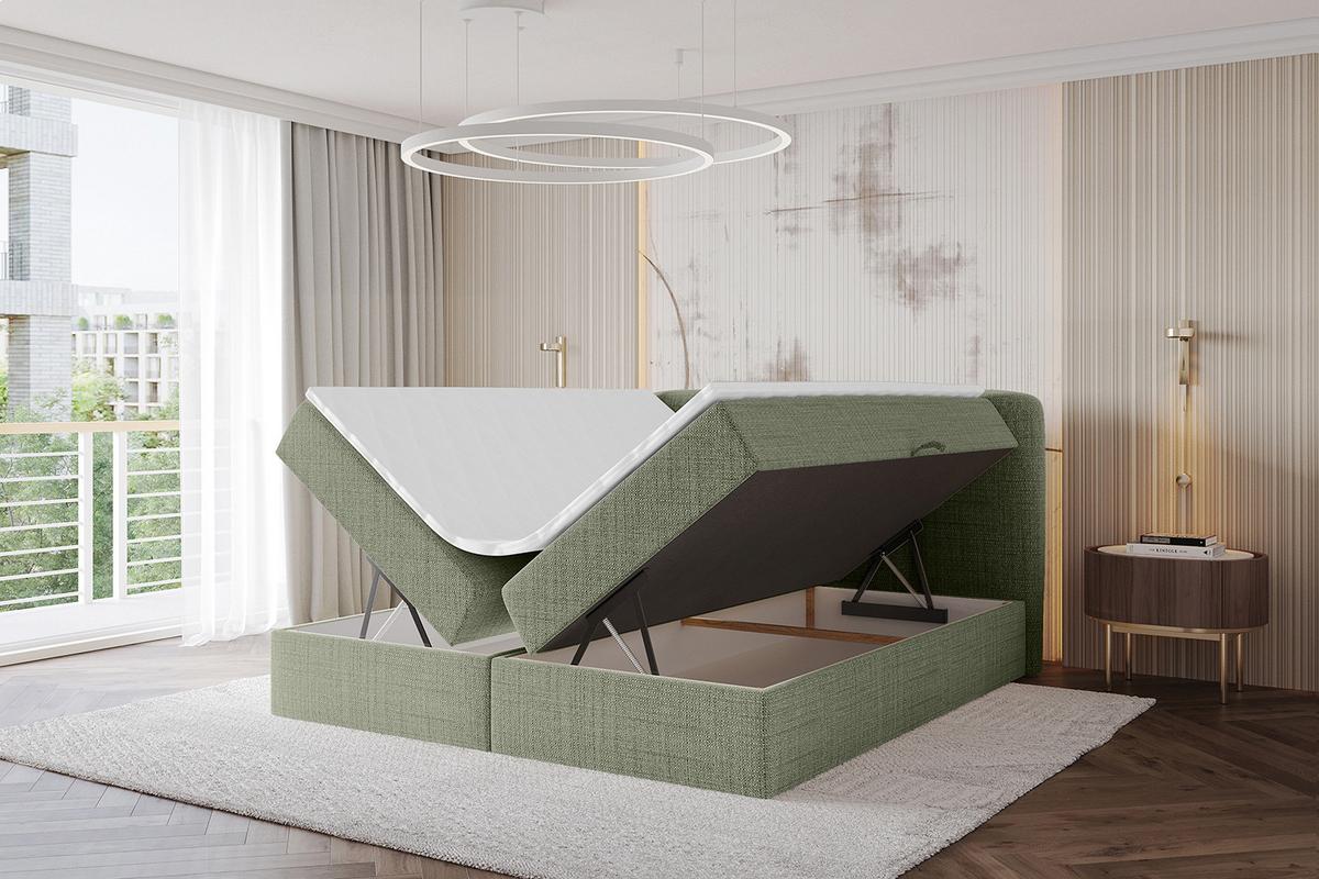 BOXBETT mit Matratze H4 - NINA - 180x200 cm - Grün - Grün, Holzwerkstoff (180/200cm) - ALTDECOR