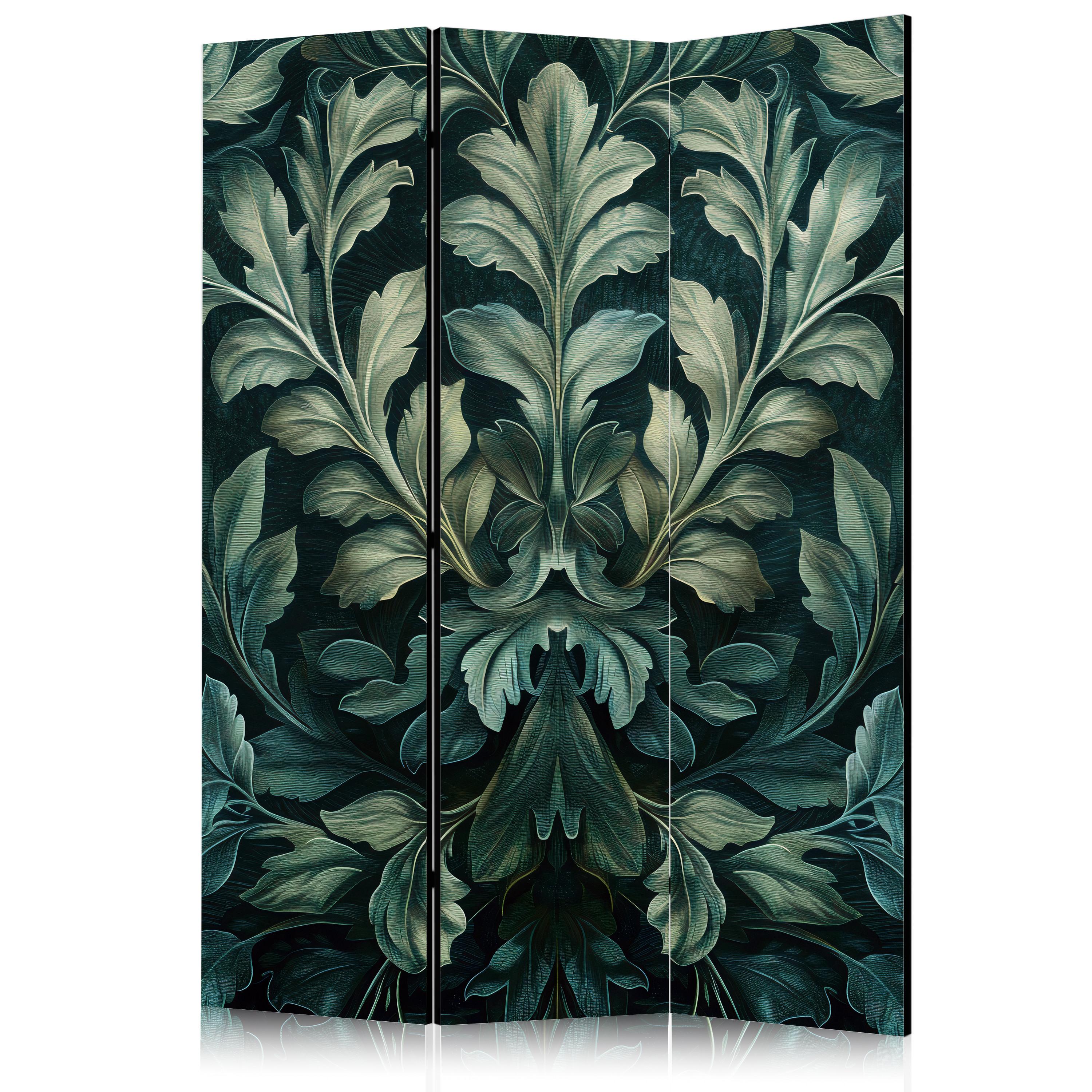 PARAVENT Akustik 3-tlg 135x172 cm Gr ne Bl tter - Grün, Holz/Textil (135/172/3cm) - Muralo