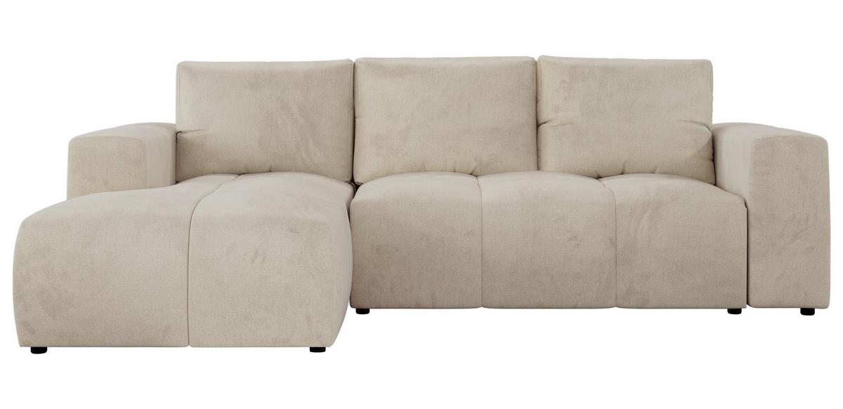ECKSOFA MONIVA Beige Velvet - Links - Beige/Schwarz, Textil (164/266cm) - MKS