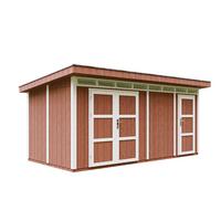 HOLZ-GARTENHAUS Basis LP SmartSide 8.52 + 2.95 m² mit B530xL279xH237 cm - M905C - REDWOOD RED - Dunkelrot, Holz (530/237/279cm) - Timbela