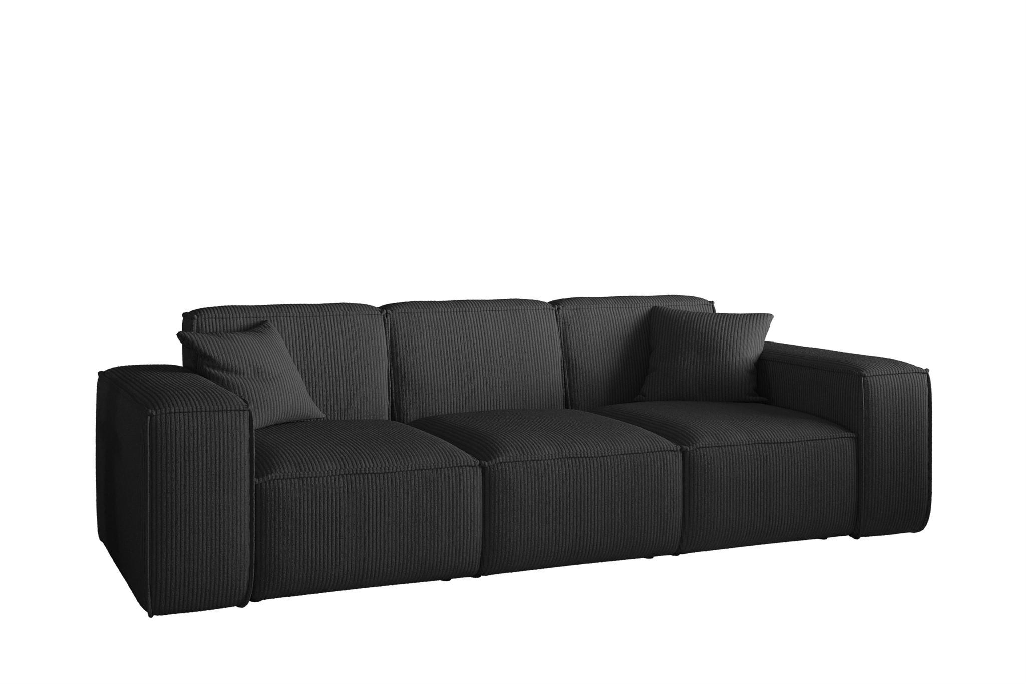 SOFA Celes Premium 3-sitzer Stoff Scala - Schwarz, Holzwerkstoff/Textil (225/73/88cm) - Fun Möbel