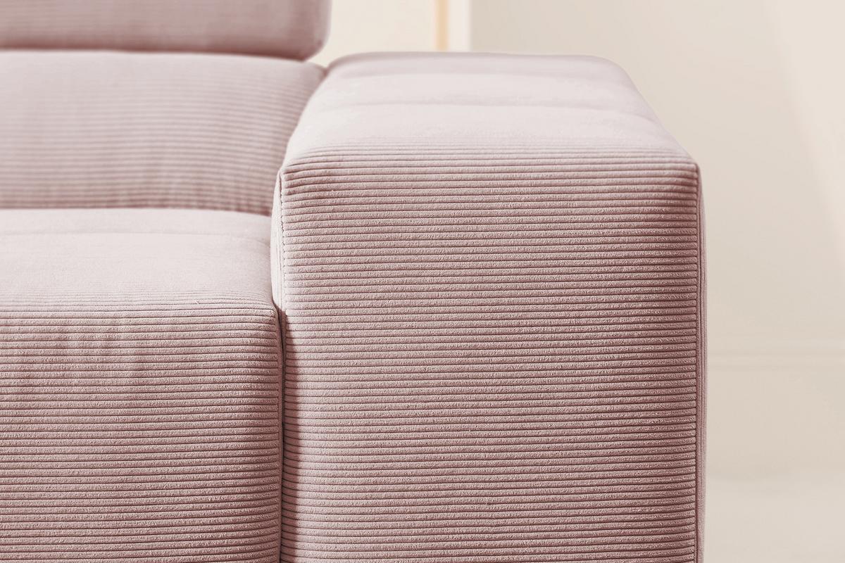 ECKSOFA NEVADA Pink Cord - Schwarz/Rosa, Kunststoff/Textil (319/215cm) - KAWOLA