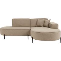 ECKSOFA Hana Loft 3-Sitzer Ecke Rechts, Boucle, Dunkelbeige 241/80/168 cm - Sandfarben/Schwarz, Textil/Metall (241/168cm) - WFL GROUP