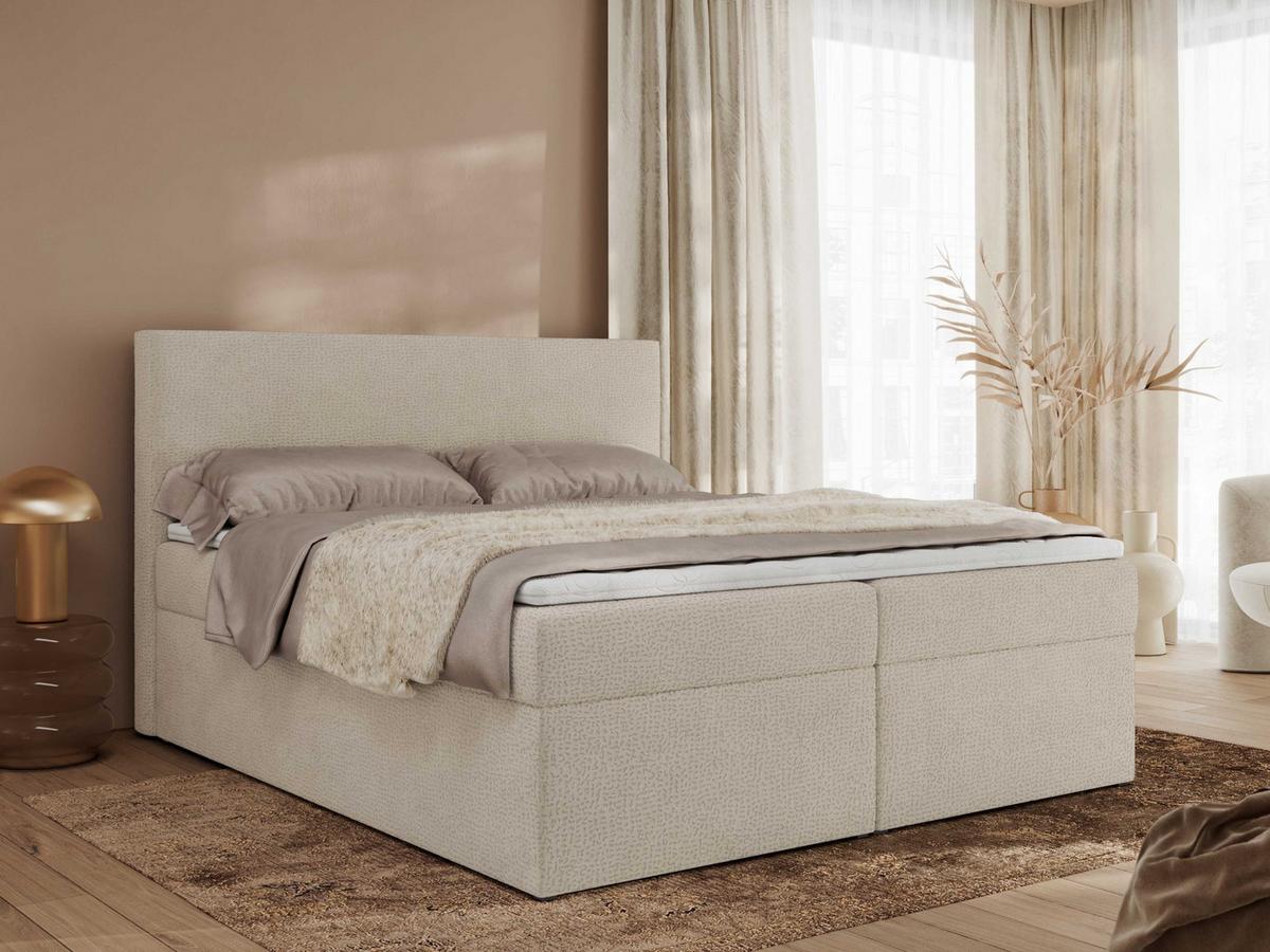 BOXBETT JAGUAR 140/200 - Beige Struktur - H3 - Beige, Holz/Textil (140/200cm) - MKS