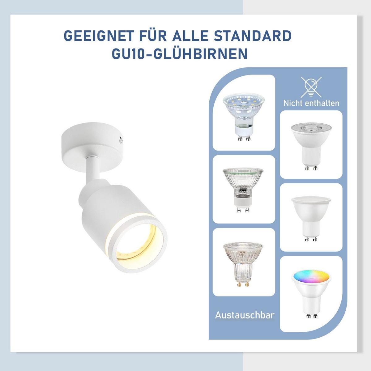 DECKENSTRAHLER Lauterberg 1-flammig 6/6/15.7 cm - Weiß, Metall (6/6/15.7cm) - Nettlife