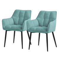 ESSZIMMERSTÜHLE 4ER-SET Petrol Frotteestoff - Petrol/Schwarz, Textil/Metall (63/90/57cm) - ML-DESIGN