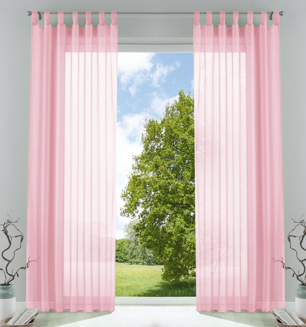 SCHLAUFENGARDINEN Voile 2er Set 175x140 cm Hellrosa - Rosa, Textil (140/175cm) - Gardinenbox.eu