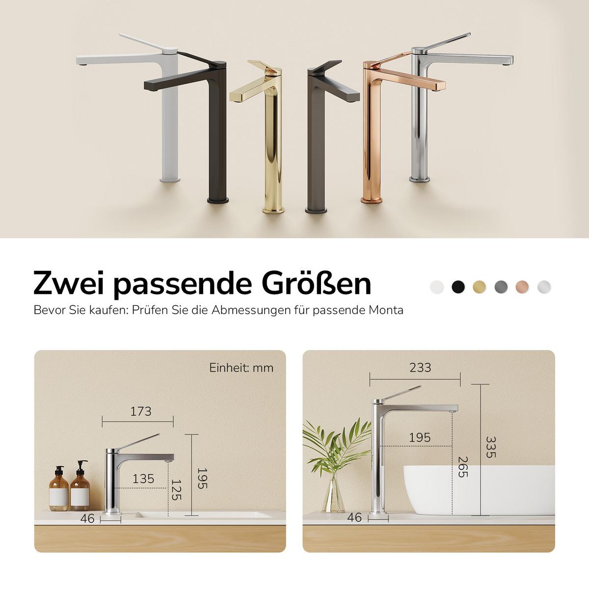 WASCHTISCHARMATUR mit Zertifiziertem Filterelement Verchromt Hoher Stil - Chromfarben, Metall (23.3/4.6/33.5cm) - EMKE