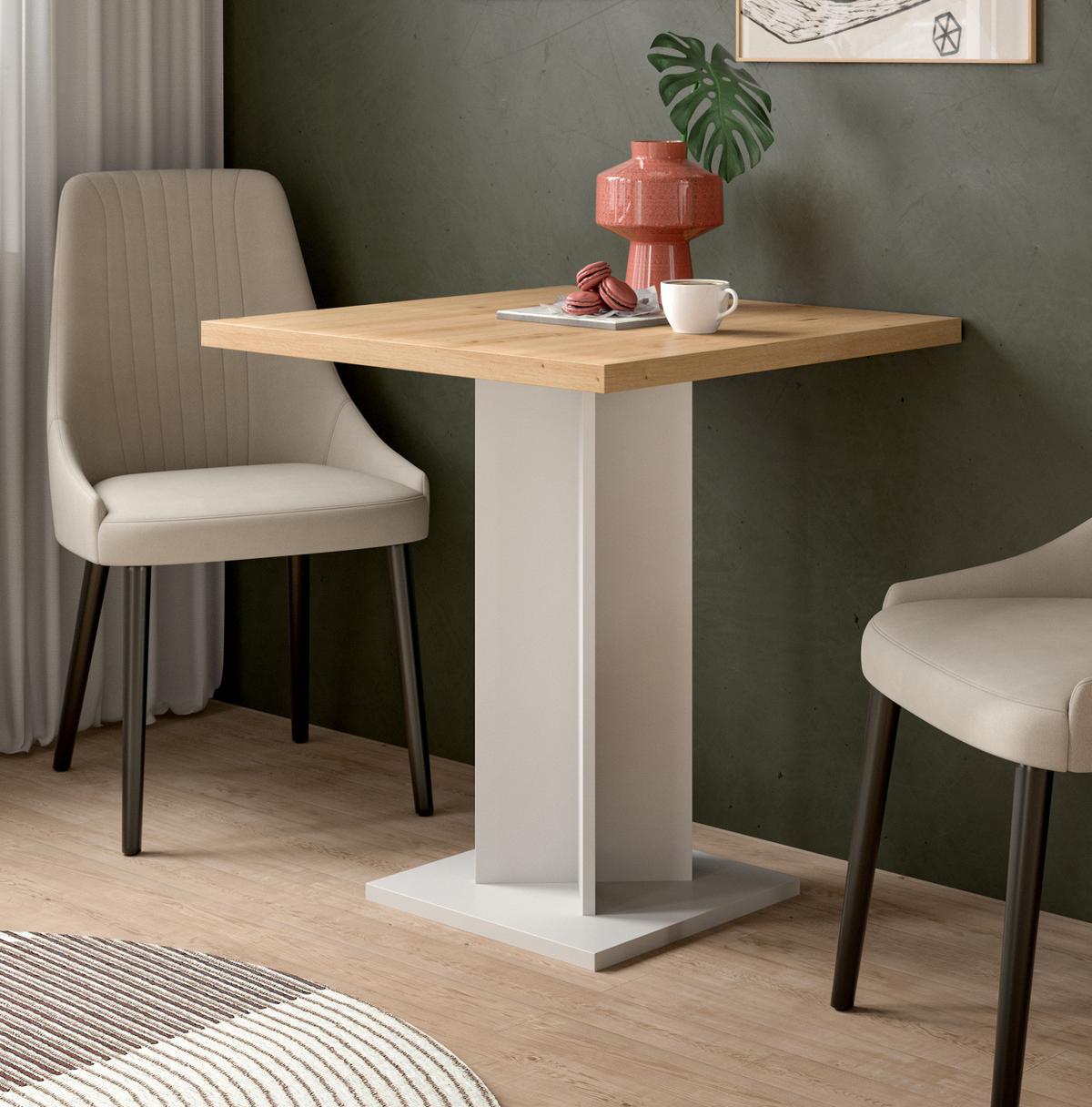 ESSTISCH Eiche Artisan, weiß 70 x 70 cm, Küchentisch quadratisch - Eiche Artisan/Weiß, Holzwerkstoff (70/70/76cm) - Inn.Furn