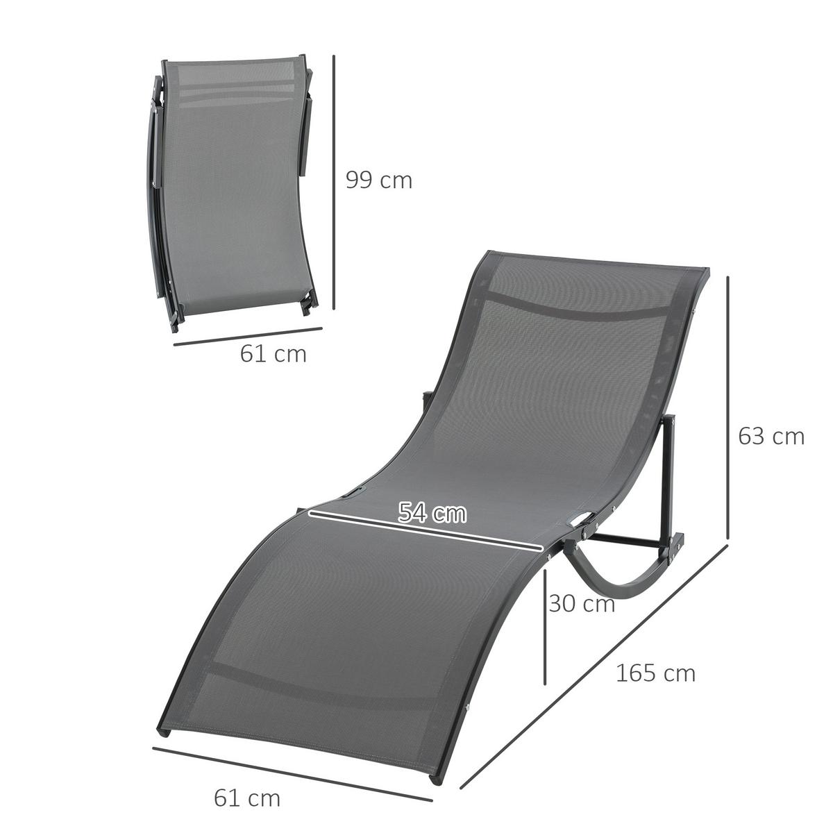 2ER Set Sonnenliege Gartenliege Stoffliege Relaxliege Alu Texteline Dunkelgrau - Dunkelgrau, Textil (61/63/165cm) - Outsunny