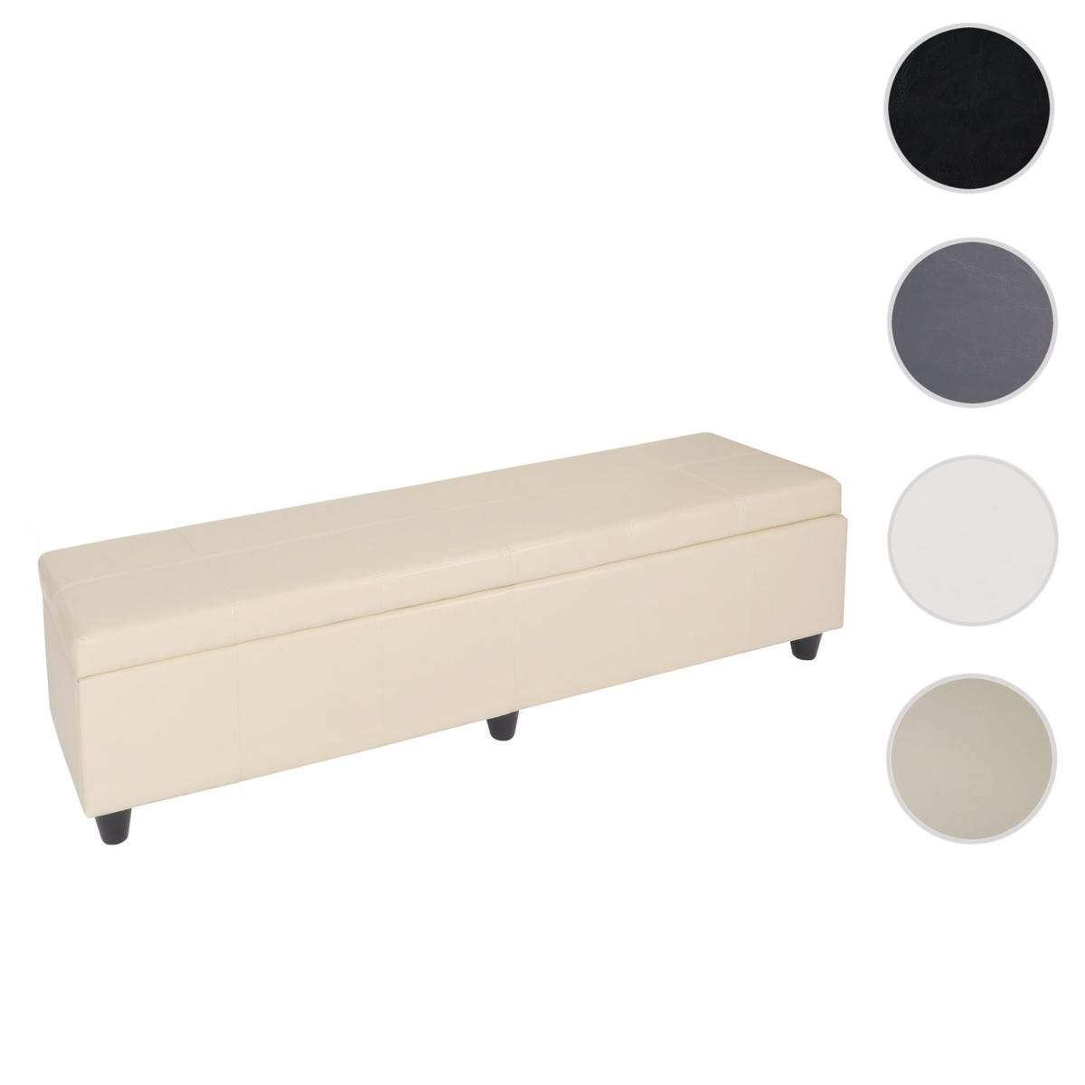 SITZBANK MIT AUFBEWAHRUNG XXL Cremeweiß - Creme, Leder (180/45/45cm) - MCW