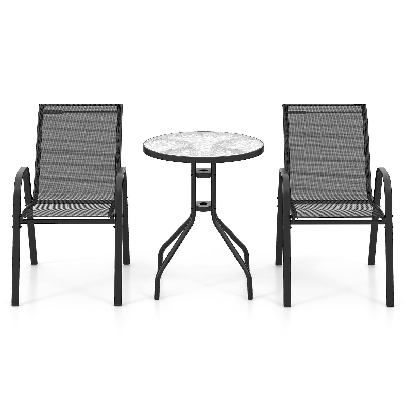 BALKONMÖBEL Set Balkon(3-teilig) - Grau, Metall (67/83/55cm) - COSTWAY