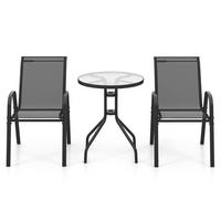 BALKONMÖBEL Set Balkon(3-teilig) - Grau, Metall (67/83/55cm) - COSTWAY