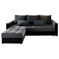 ECKSOFA KOS PIK Grau Plüsch-Stoff mit Schlaffunktion - Schwarz/Grau, Holz/Kunststoff (220/140cm) - MASSENO