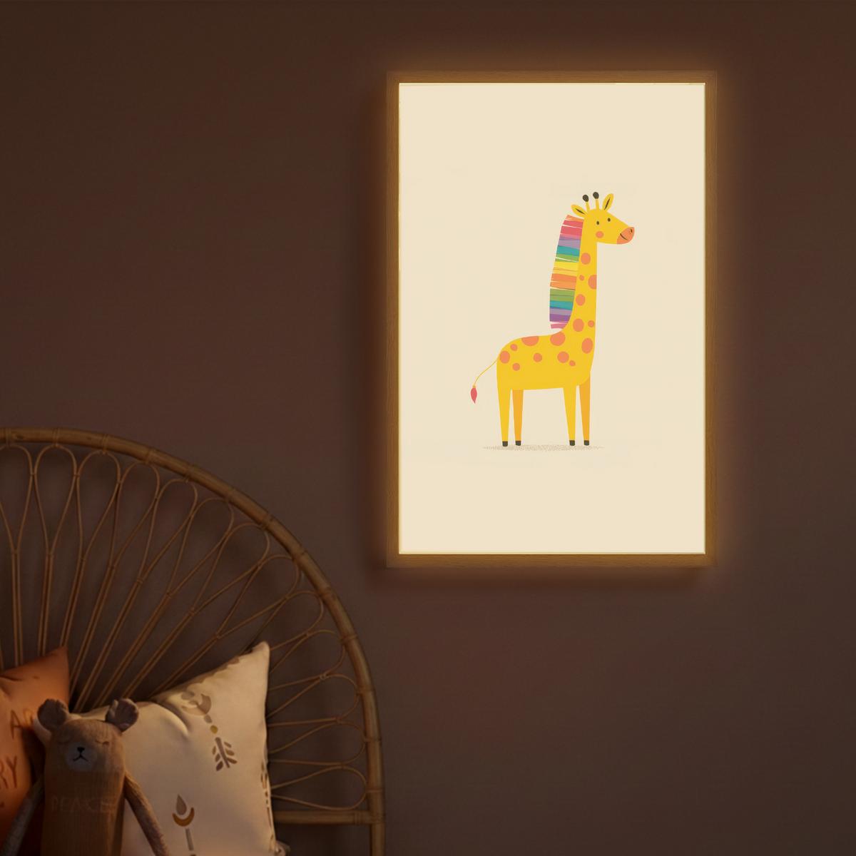 NACHTTISCHLAMPE MIT AKKU Giraffe - Regenbogenmähne - Beige 40x60 cm - Beige, Holzwerkstoff (8/40/60cm) - OnlyWow