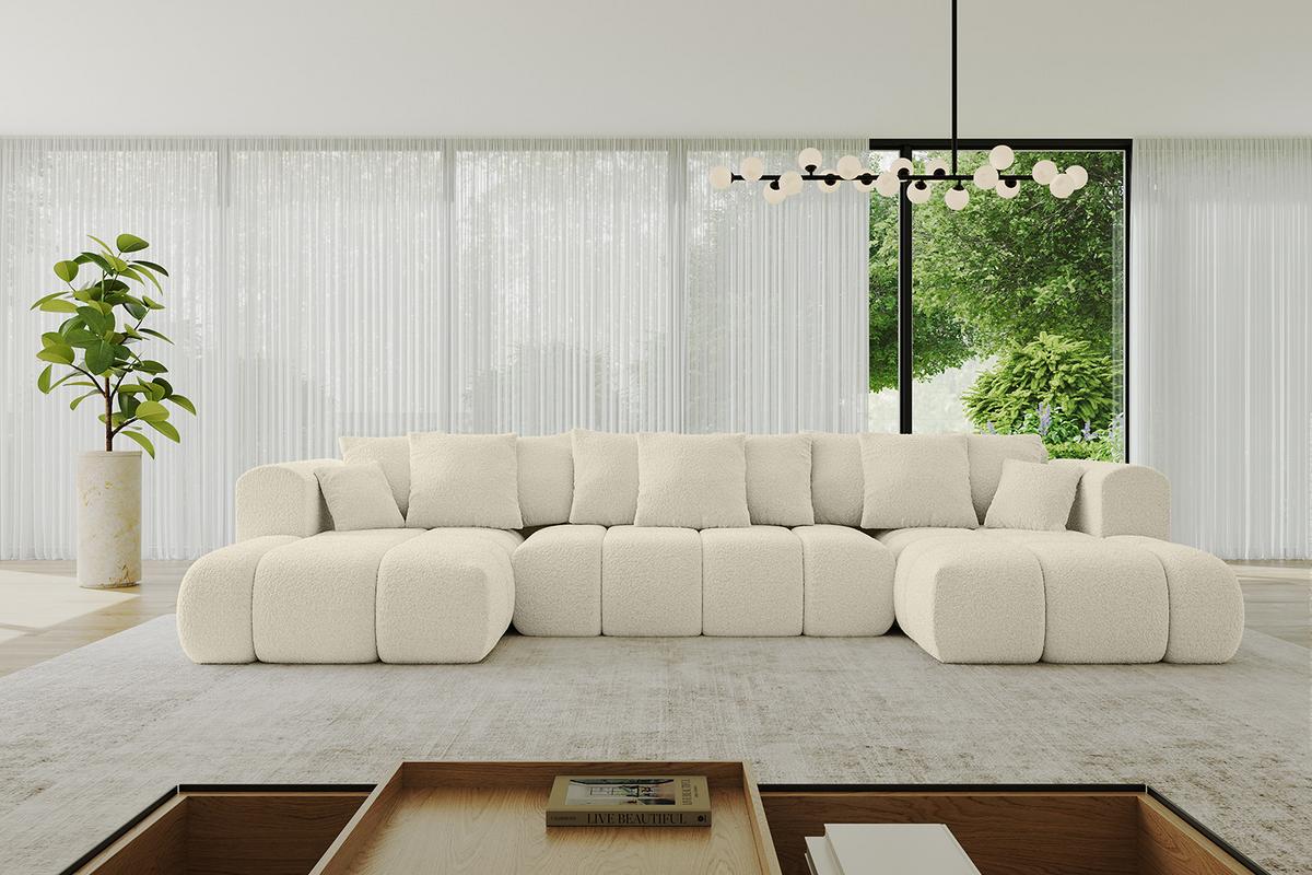 WOHNLANDSCHAFT CLOUD-U-v1 405x185x90 Beige Bouclé - Beige, Holzwerkstoff/Kunststoff (405/90/185cm) - ALTDECOR
