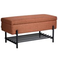 SCHUHBANK Stoff Goldbraun mit Stauraum Solvang - Goldfarben, Textil/Metall (89/43/39cm) - Beliani