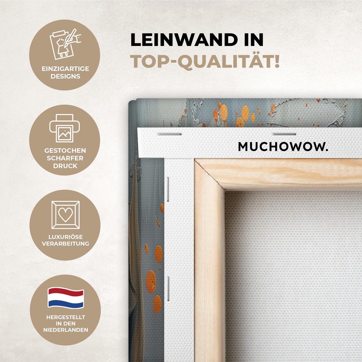 LEINWANDBILD 3er Set Blume - Gold - Abstrakt - Farbe 90x40 cm - Creme, Textil (90/40cm) - MuchoWow
