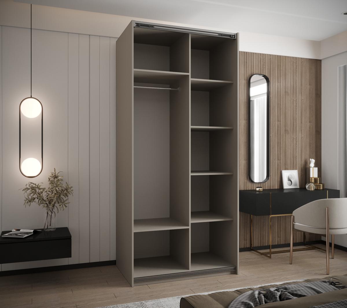 SCHWEBETÜRENSCHRANK 245,5/100/64 2-türig - Kaschmir/Goldfarben, Holz/Metall (100/245/64cm) - Abiks Möbel