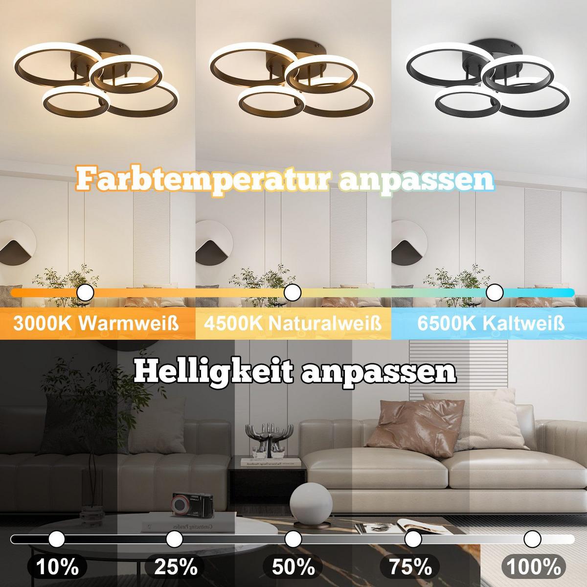 LED-DECKENLEUCHTE Madison 41.5/52.5/11.8cm - Schwarz, Metall (52.5/41.5/11.8cm) - Nettlife