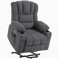 ELEKTRISCHER-AUFSTEHSESSEL Frottee 100 Polyester Grau - Grau, Textil/Metall (87/107/92cm) - HOMCOM