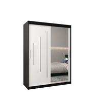 SCHWEBETÜRENSCHRANK 200/150/62 2-türig - Silberfarben/Schwarz, Holz/Kunststoff (150/200/62cm) - Abiks Möbel