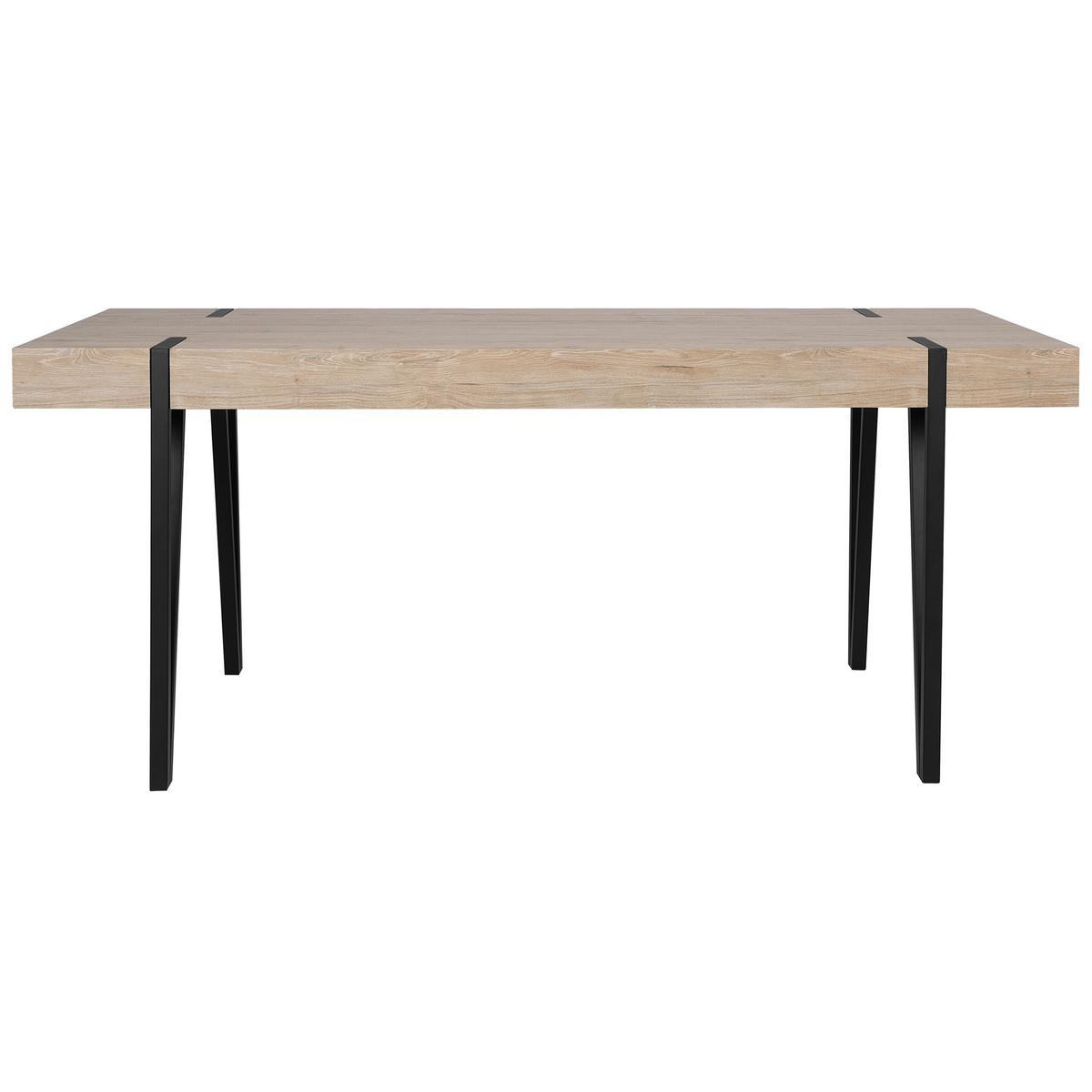 ESSTISCH 180/90/75 cm Hellbraun, Schwarz Rechteckig Adena - Hellbraun, Holzwerkstoff (180/90/75cm) - Beliani