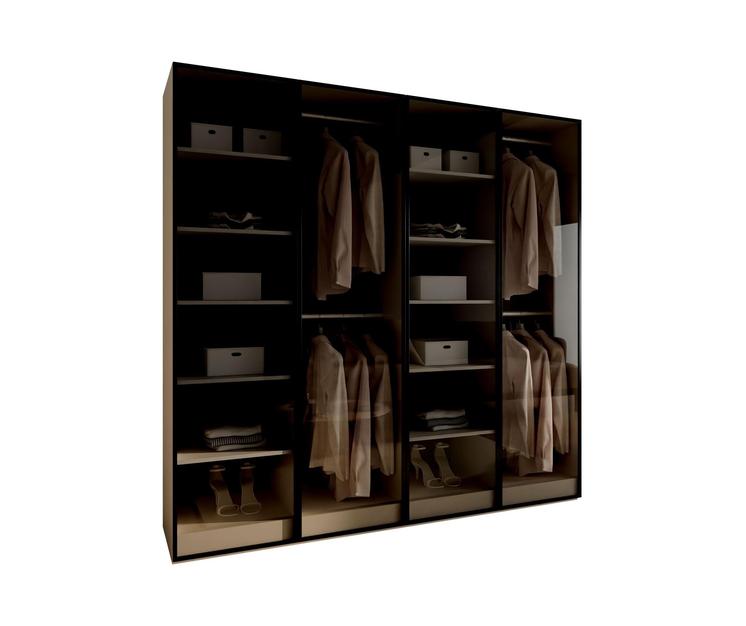 KLEIDERSCHRANK SANDBOX KASHMIR 200 202/49/200 cm Kaschmir / schwarzes Glas ohne LED ohne Zusatzböden - Kaschmir/Schwarz, Holzwerkstoff/Kunststoff (202/200/49cm) - Lookway