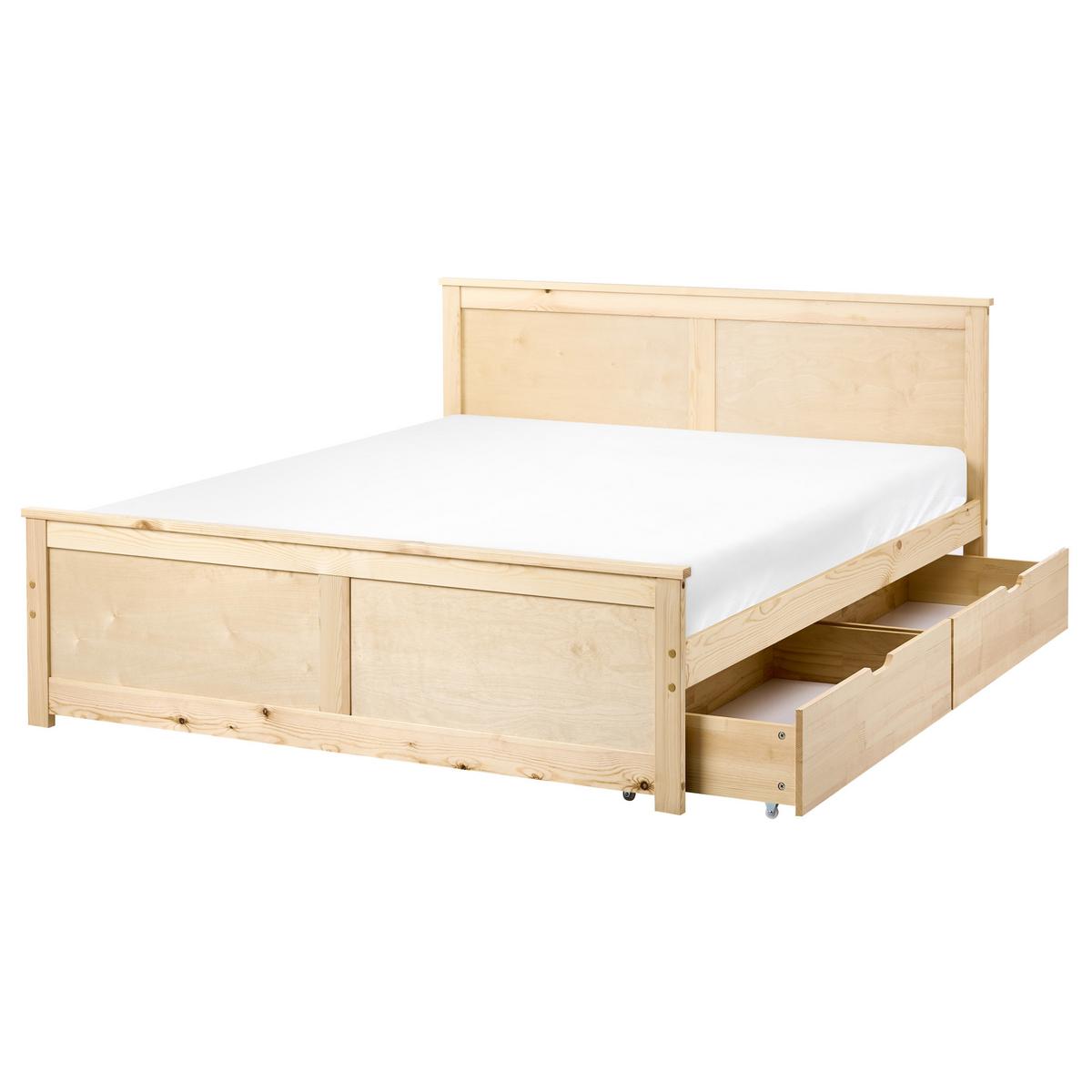 BETT mit 2 Schubladen 160/200 cm Kiefernholz Hellbraun Dauphin - Hellbraun, Holz (160/200cm) - Beliani