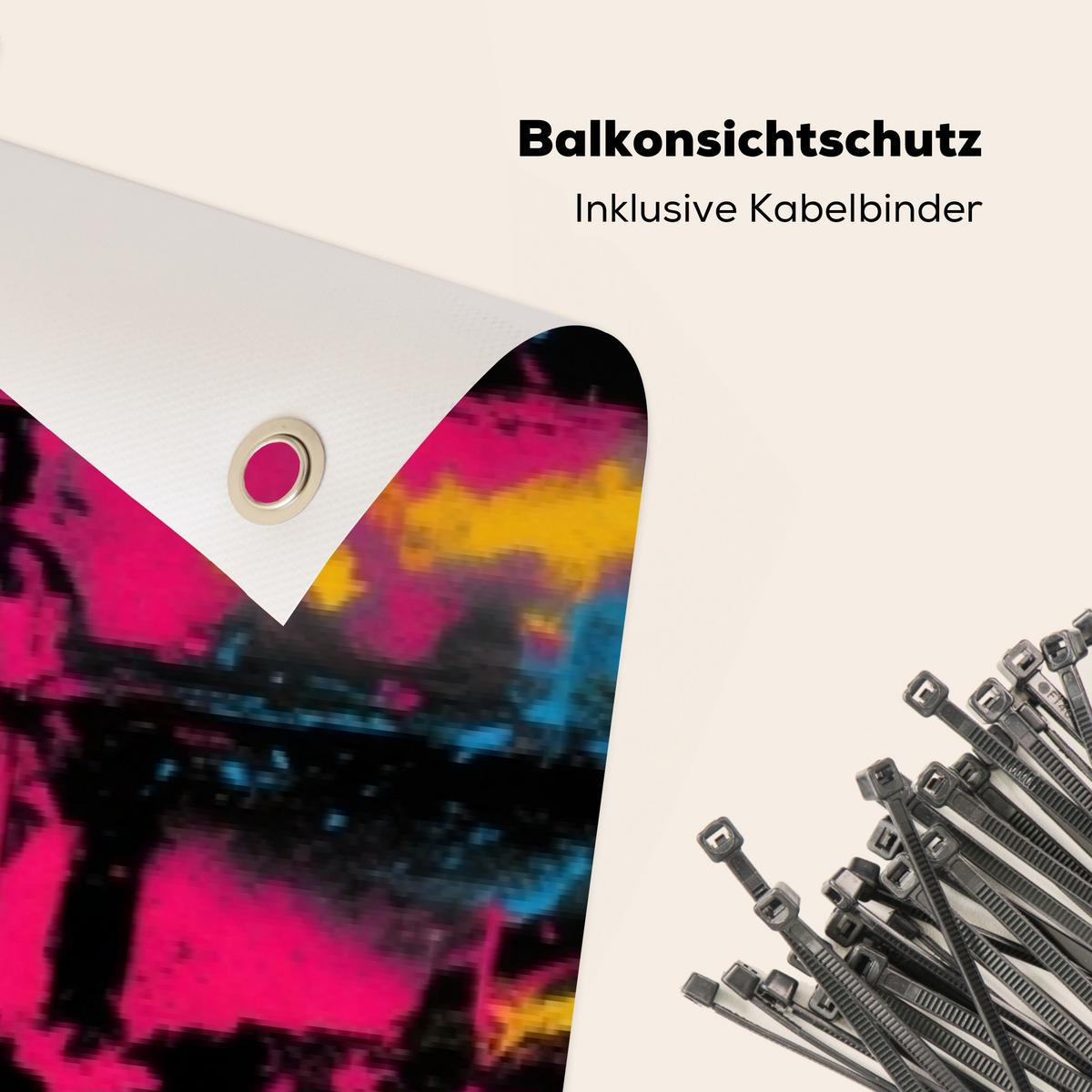 BALKON-SICHTSCHUTZ Straßenkunst - Bunt - Wand Balkon Deko 500x75 cm - Schwarz, Kunststoff (500/75cm) - MuchoWow