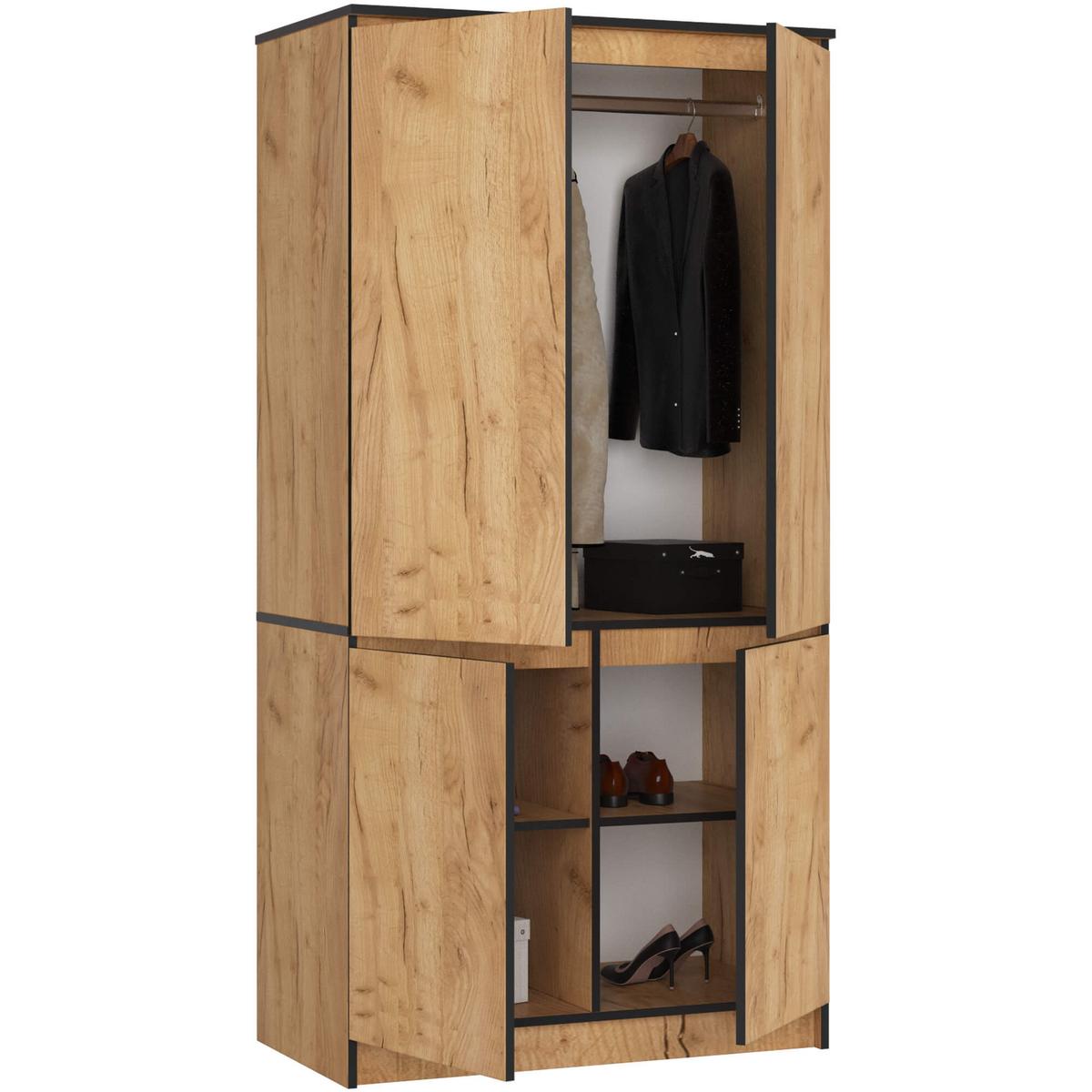 KLEIDERSCHRANK Eiche Craft 180/90/51 - Eiche San Remo, Holzwerkstoff (90/180/51cm) - RAUMHIRSCH FURNITURE