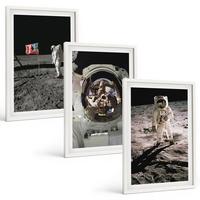 BILDER SET 3er Set - 40x60 cm Weißer Rahmen - NASA-Mondlandung - Weiß, Kunststoff (40/60cm) - TULUP