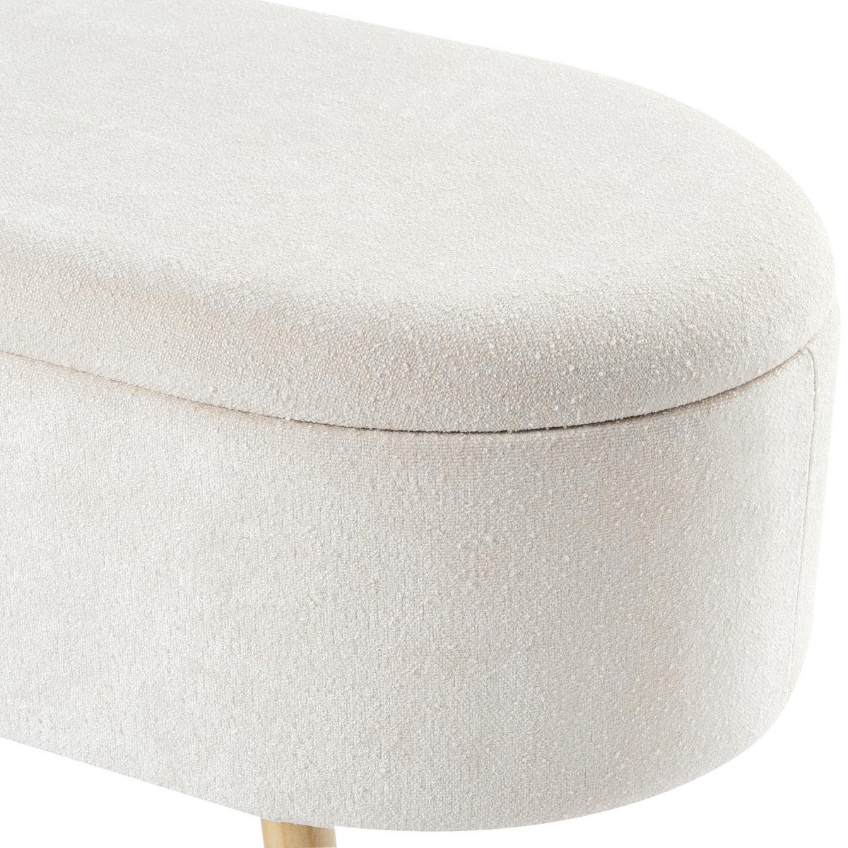 POLSTERBANK Cremeweiß Oklahoma - Creme/Braun, Naturmaterialien (100/46/37cm) - Beliani