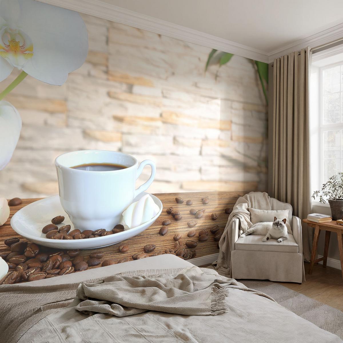 FOTOTAPETE 104x70 cm - Florale Entspannung - Weiß, Textil (104/70cm) - Wallfluent