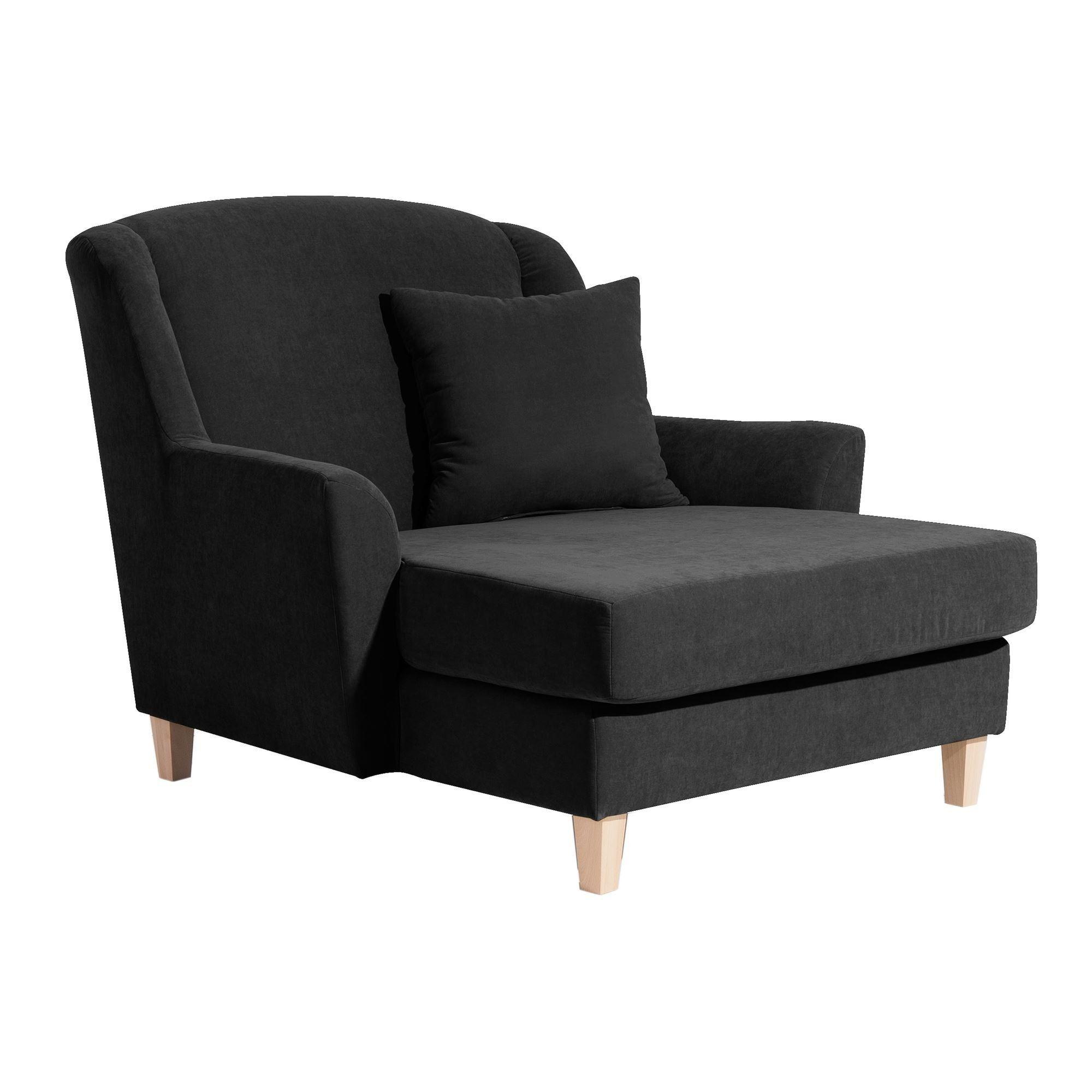 SESSEL XXL Karil Bezug Veloursstoff Buche natur / schwarz - Schwarz, Kunststoff (136/107/142cm) - 58aufmkessel