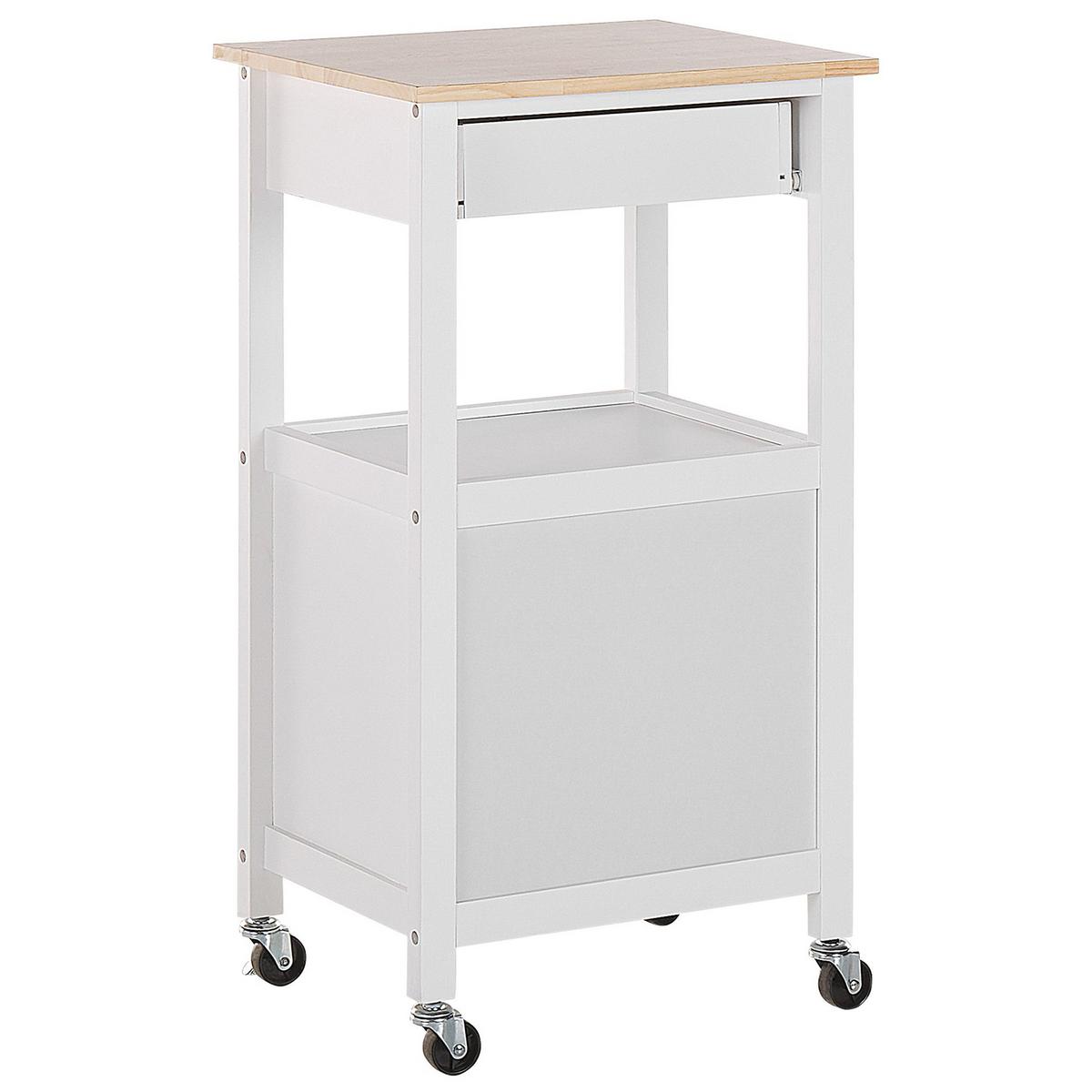 SERVIERWAGEN weiß/heller Holzfarbton mit Schublade Siena - Hellbraun/Weiß, Holzwerkstoff (48/89/39cm) - Beliani