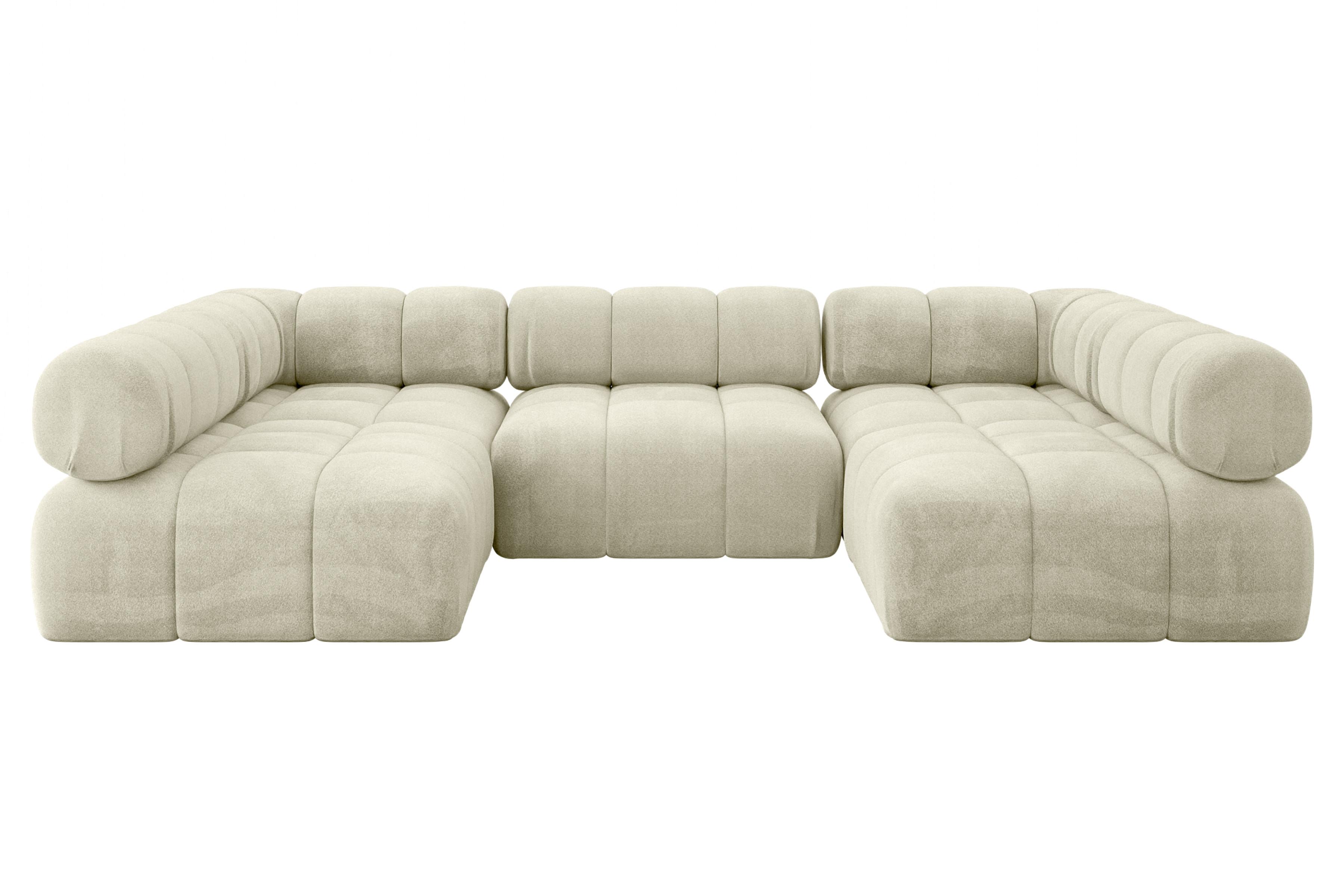 WOHNLANDSCHAFT modulares Sofa Garvo-U1 - 285x190x70 cm Beige Velours - Beige, Holzwerkstoff/Textil (285/70/190cm) - ALTDECOR