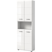 HOCHSCHRANK weiß Hochglanz, 4-türiger Badschrank 60 x 185 cm mit viel Stauraum - Weiß Hochglanz/Silberfarben, Holzwerkstoff/Kunststoff (60/185/30cm) - Inn.Furn