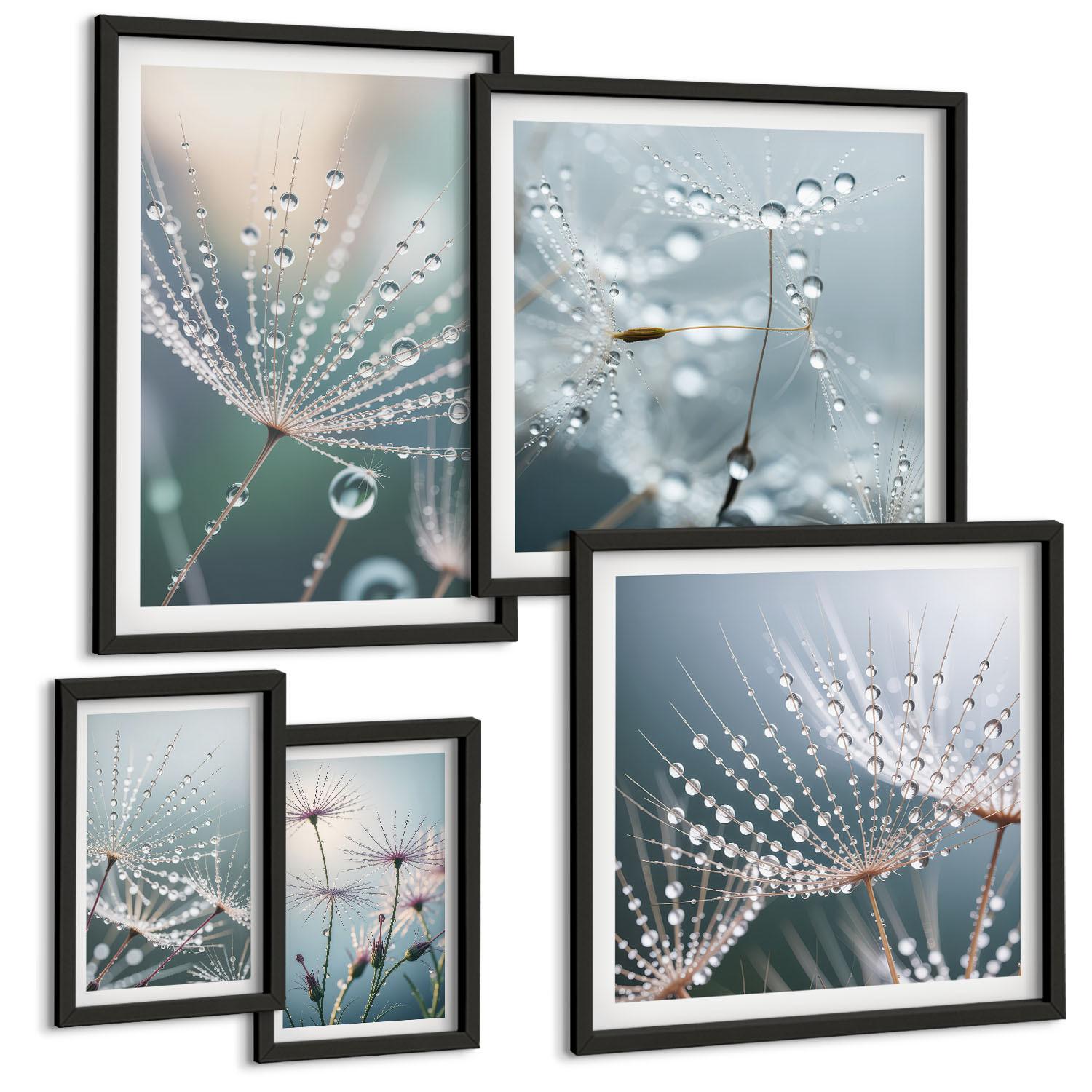 BILDER SET 5er Set - 50x50 cm & 20x30 cm & 40x60 cm Schwarzer Rahmen - Lineare abstrakte Motive - Schwarz, Kunststoff (40/60cm) - TULUP
