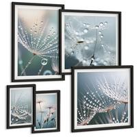 BILDER SET 5er Set - 50x50 cm & 20x30 cm & 40x60 cm Schwarzer Rahmen - Lineare abstrakte Motive - Schwarz, Kunststoff (40/60cm) - TULUP